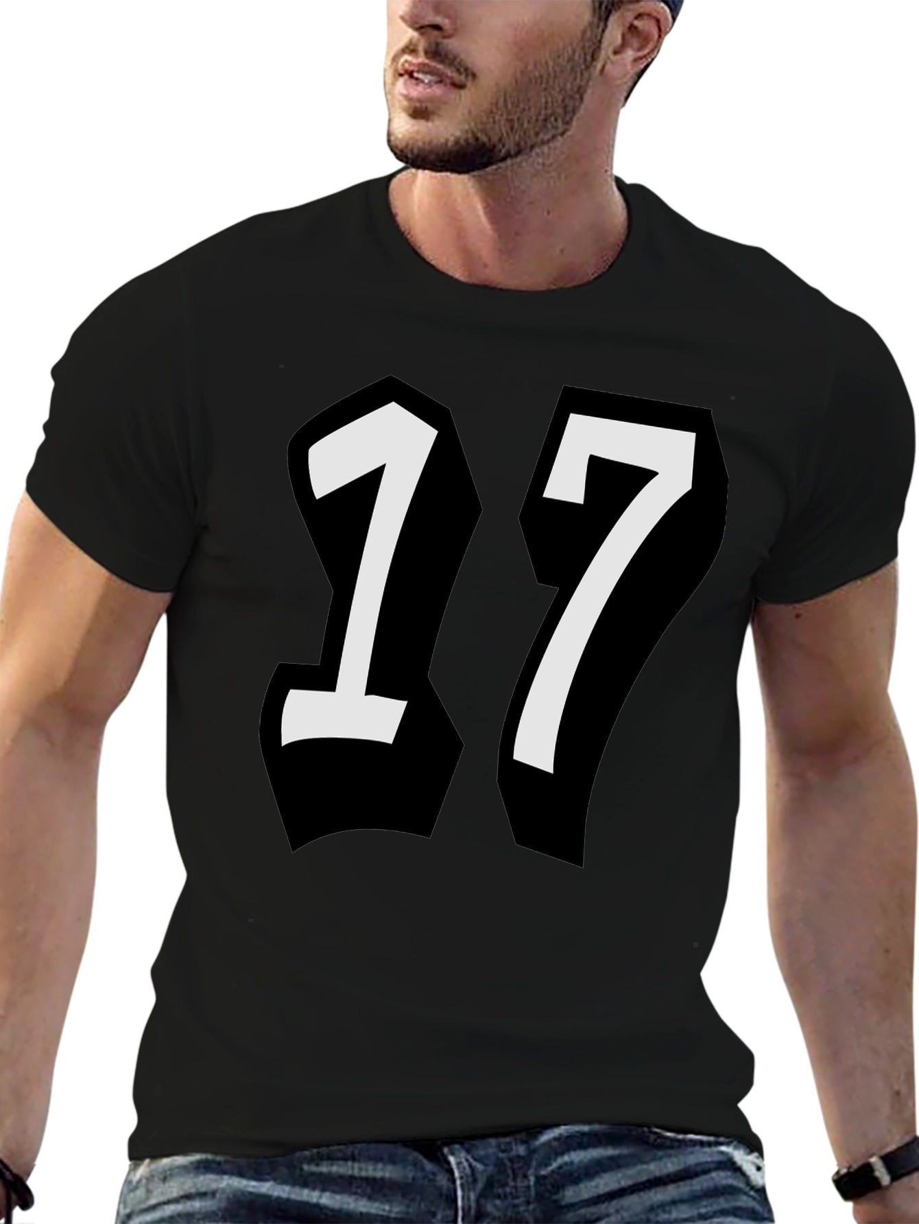 Bold Number 17 Black T-Shirt