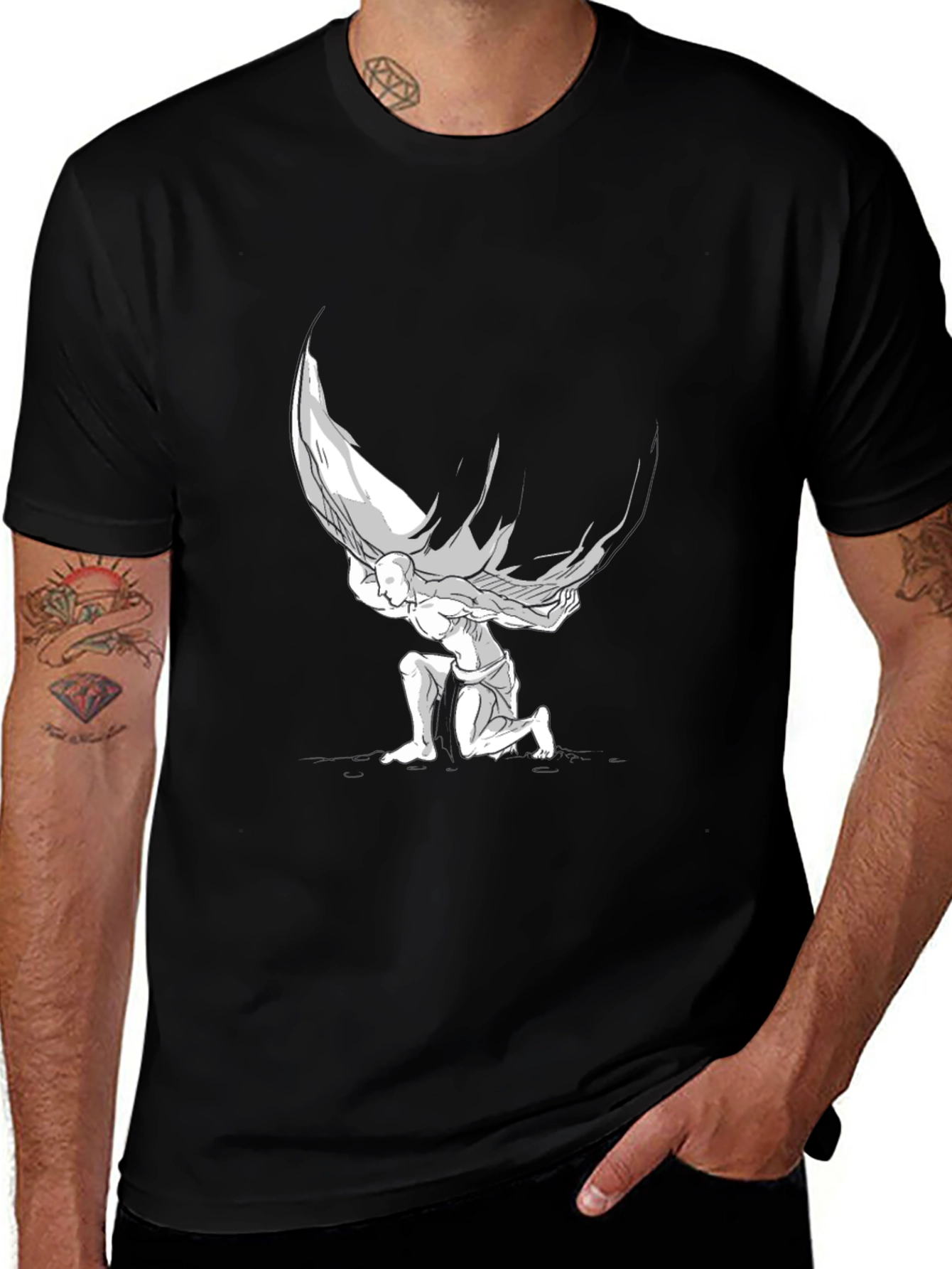 Atlas Graphic T-Shirt - Black Cotton Blend