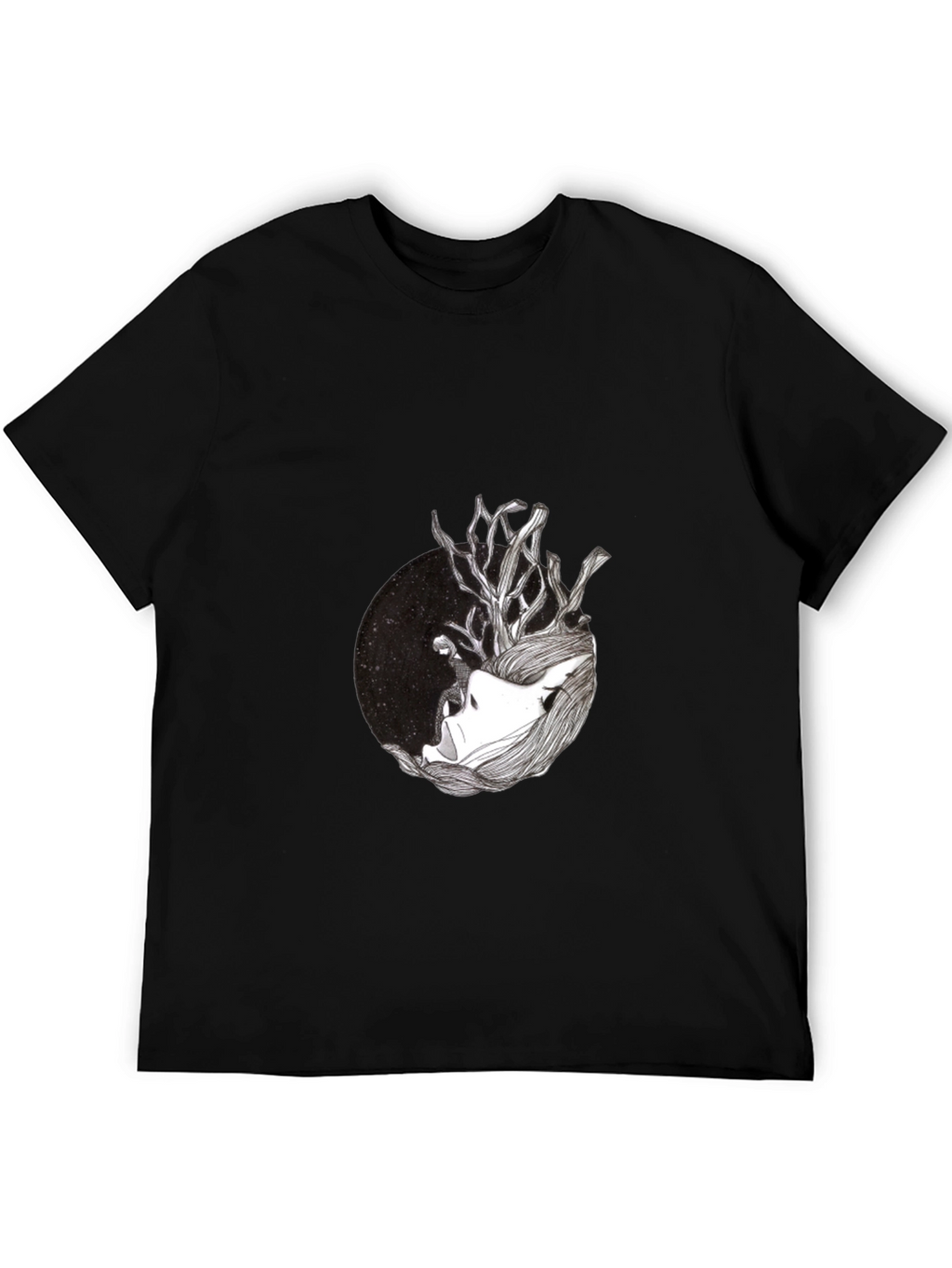 Black T-Shirt with Artistic Graphic