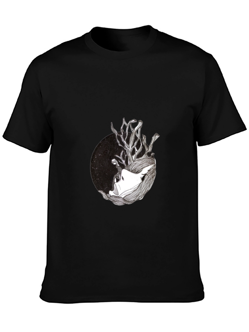 Black T-Shirt with Artistic Graphic