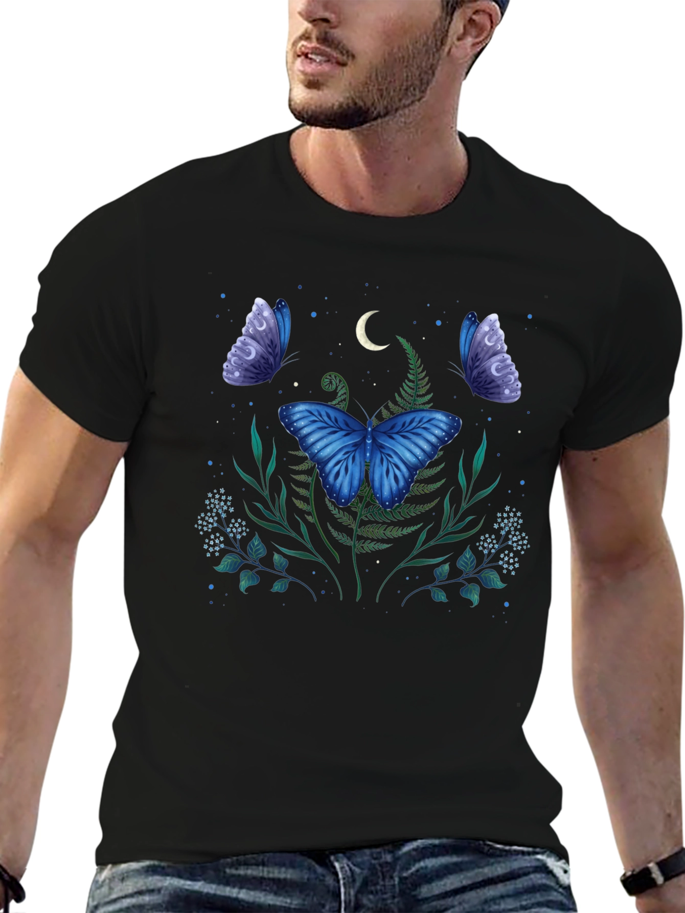 Butterfly Moon Graphic Tee - Black