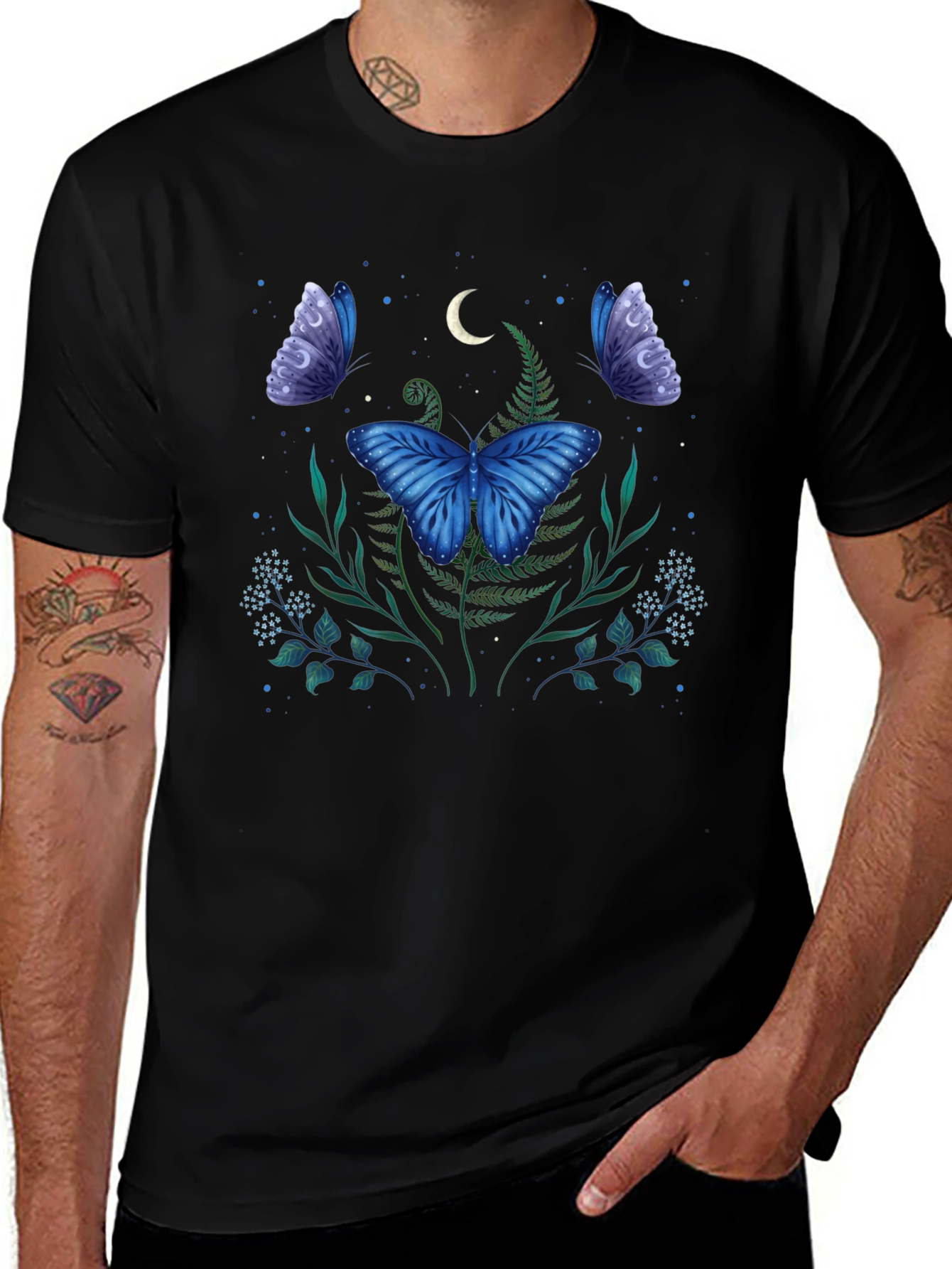 Butterfly Moon Graphic Tee - Black