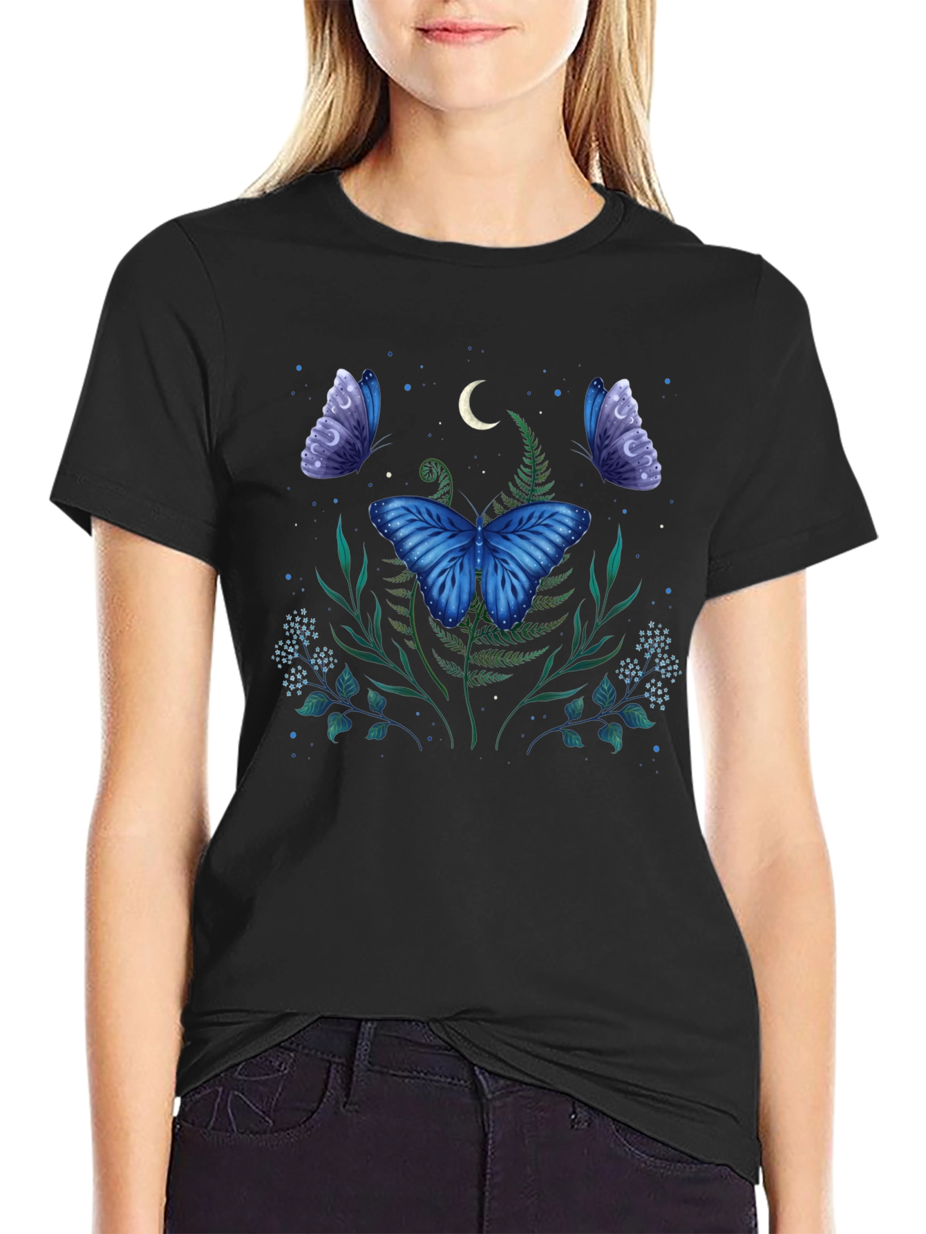 Butterfly Moon Graphic Tee - Black