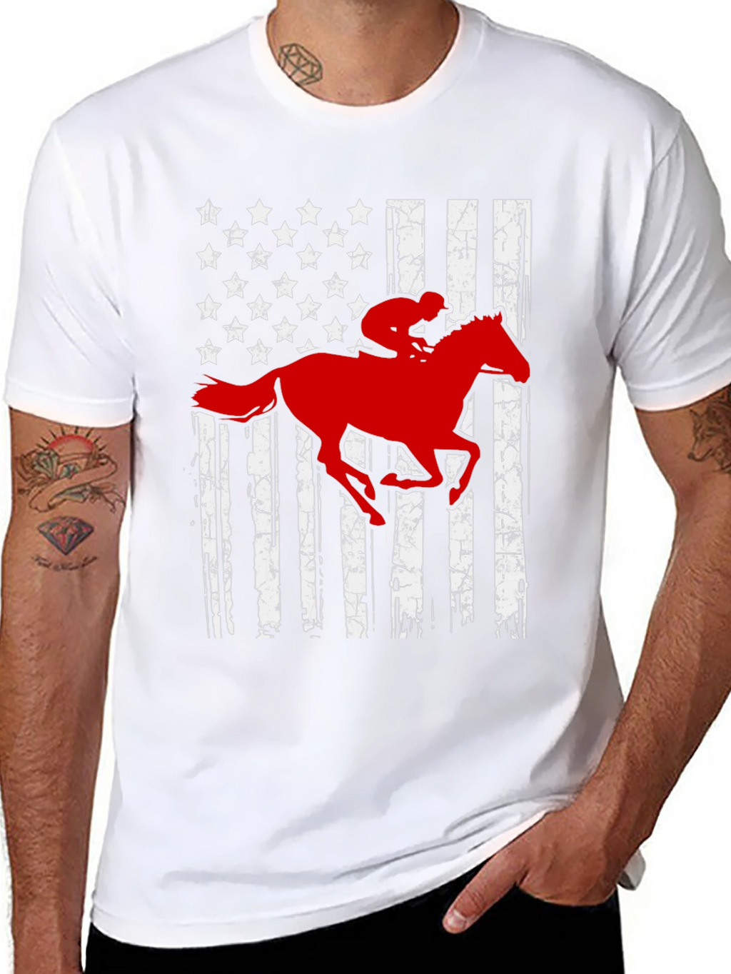 American Flag Horse Rider T-Shirt