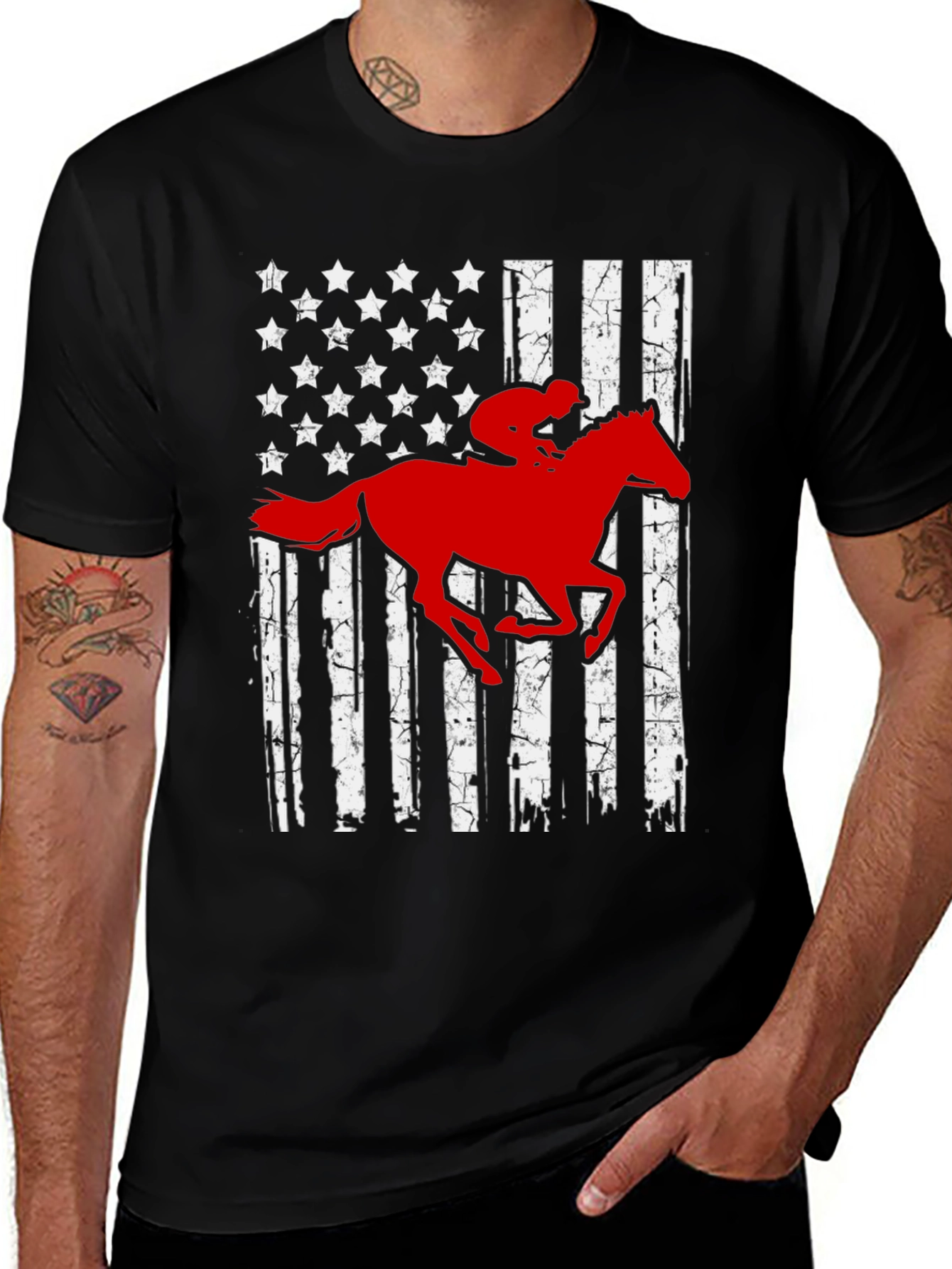 American Flag Horse Rider T-Shirt
