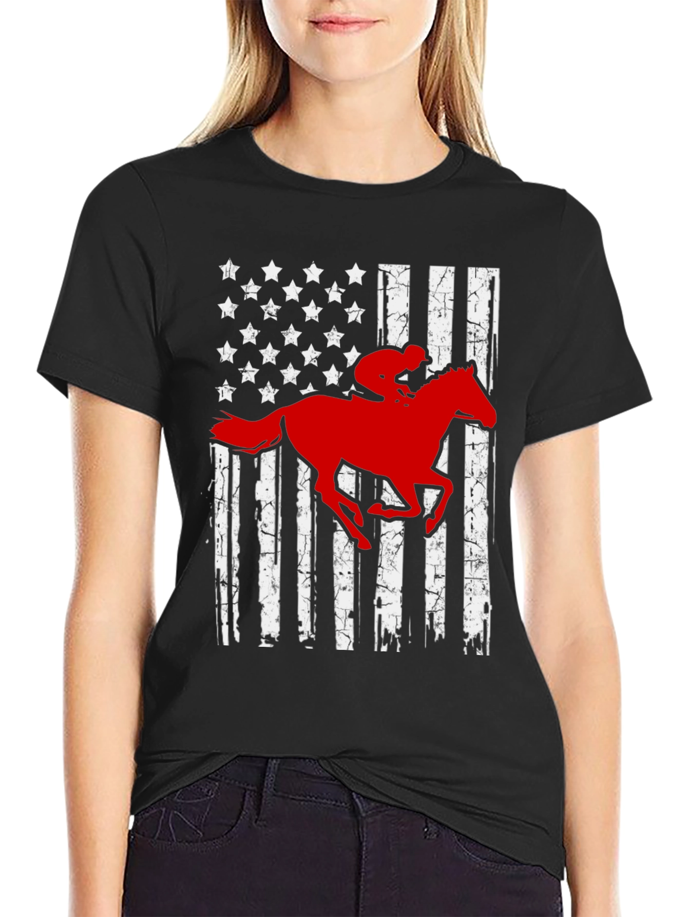 American Flag Horse Rider T-Shirt