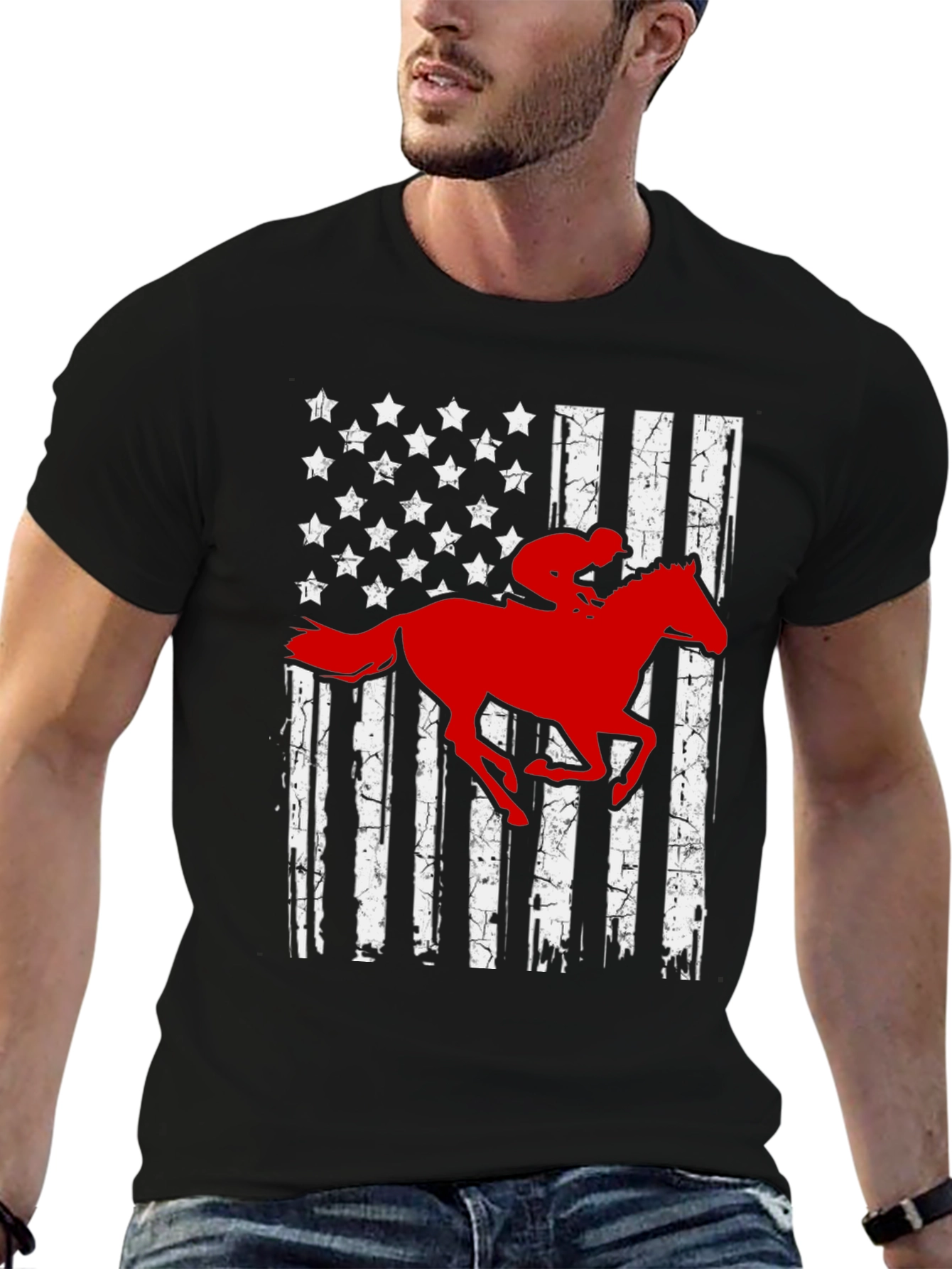 American Flag Horse Rider T-Shirt