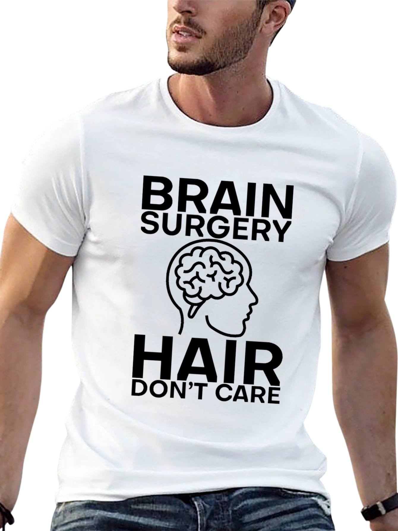 Brain Surgery Hair Dont Care Black T-Shirt