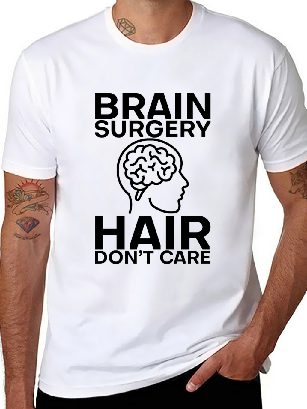 Brain Surgery Hair Dont Care Black T-Shirt