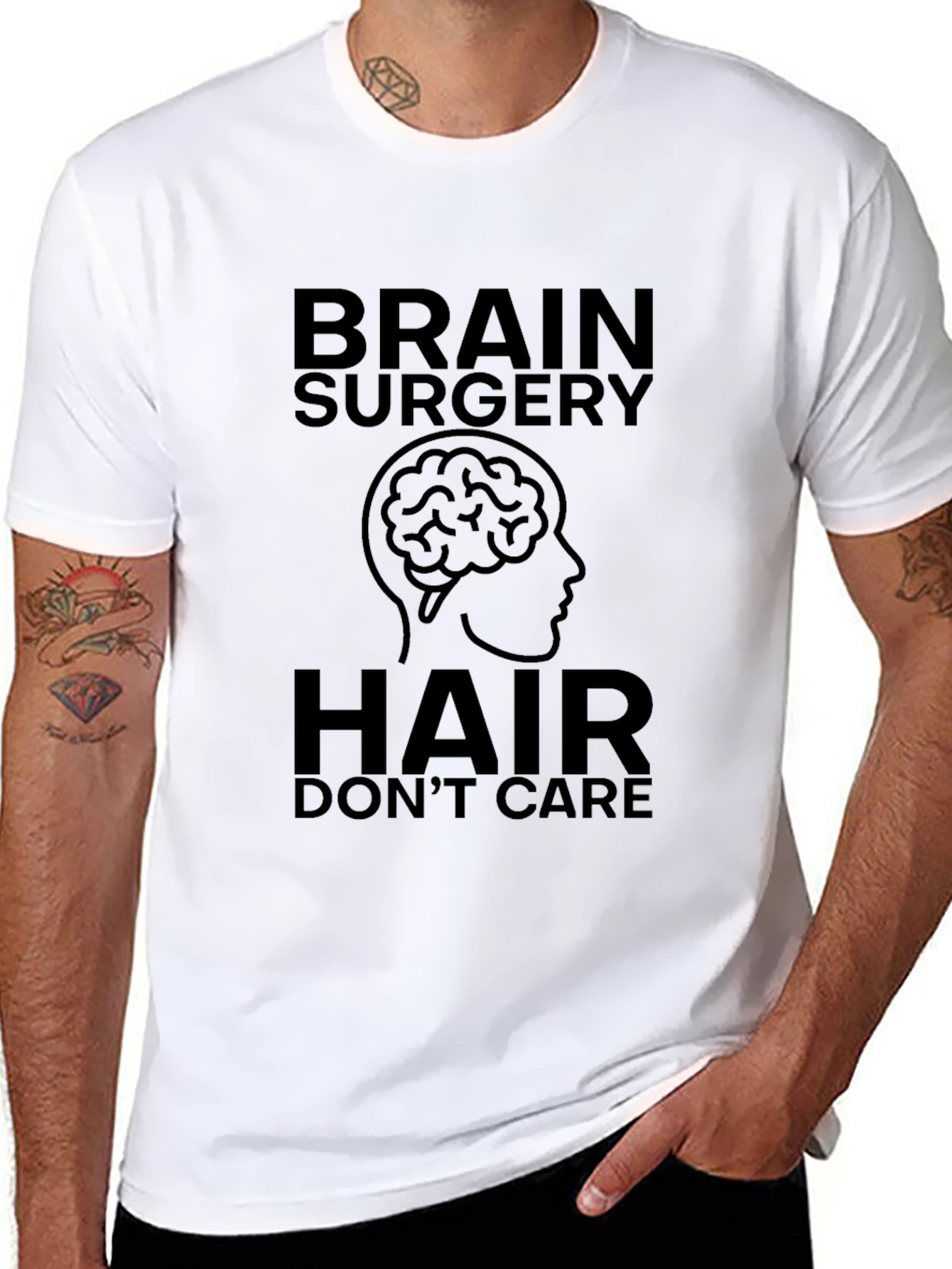 Brain Surgery Hair Dont Care Black T-Shirt