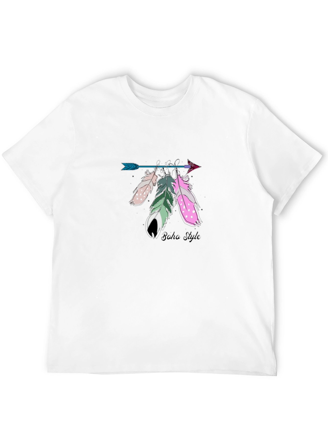 Boho Style Arrow & Feathers Black T-Shirt