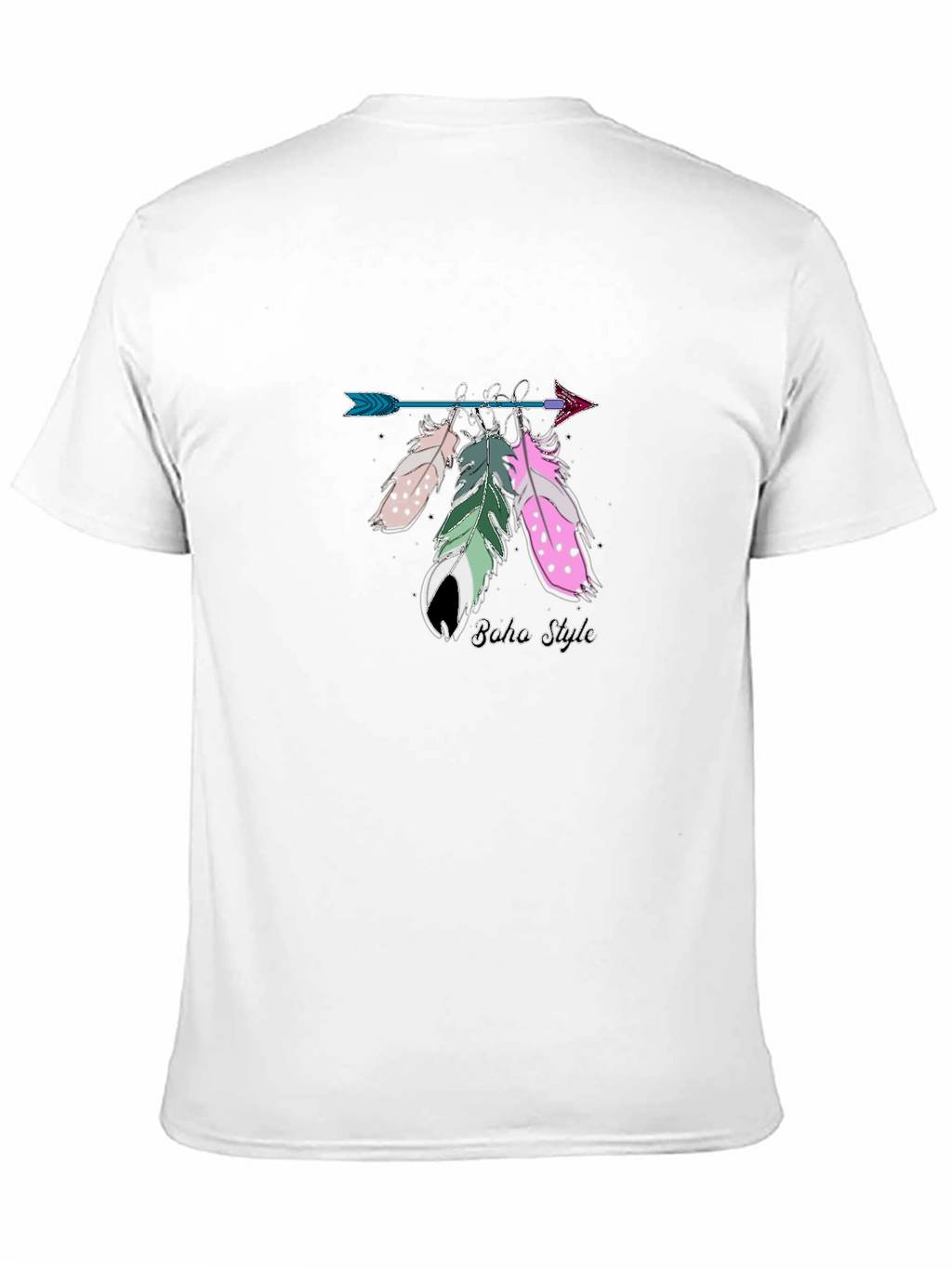 Boho Style Arrow & Feathers Black T-Shirt