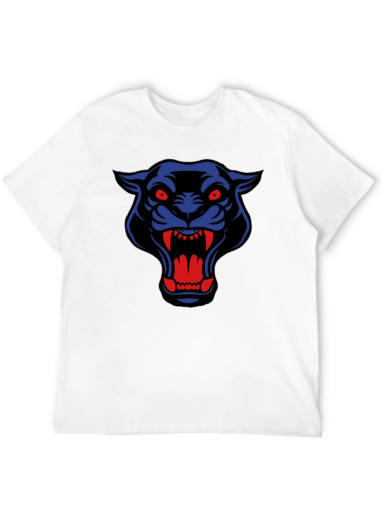 Black T-Shirt with Blue & Red Panther Graphic