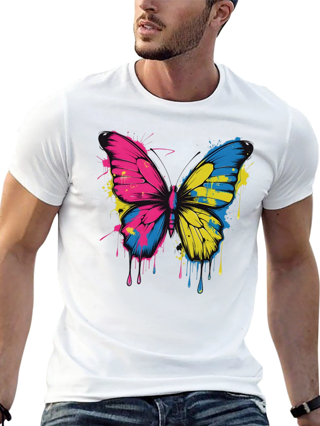 Butterfly Splash Tee - Colorful Graphic T-Shirt