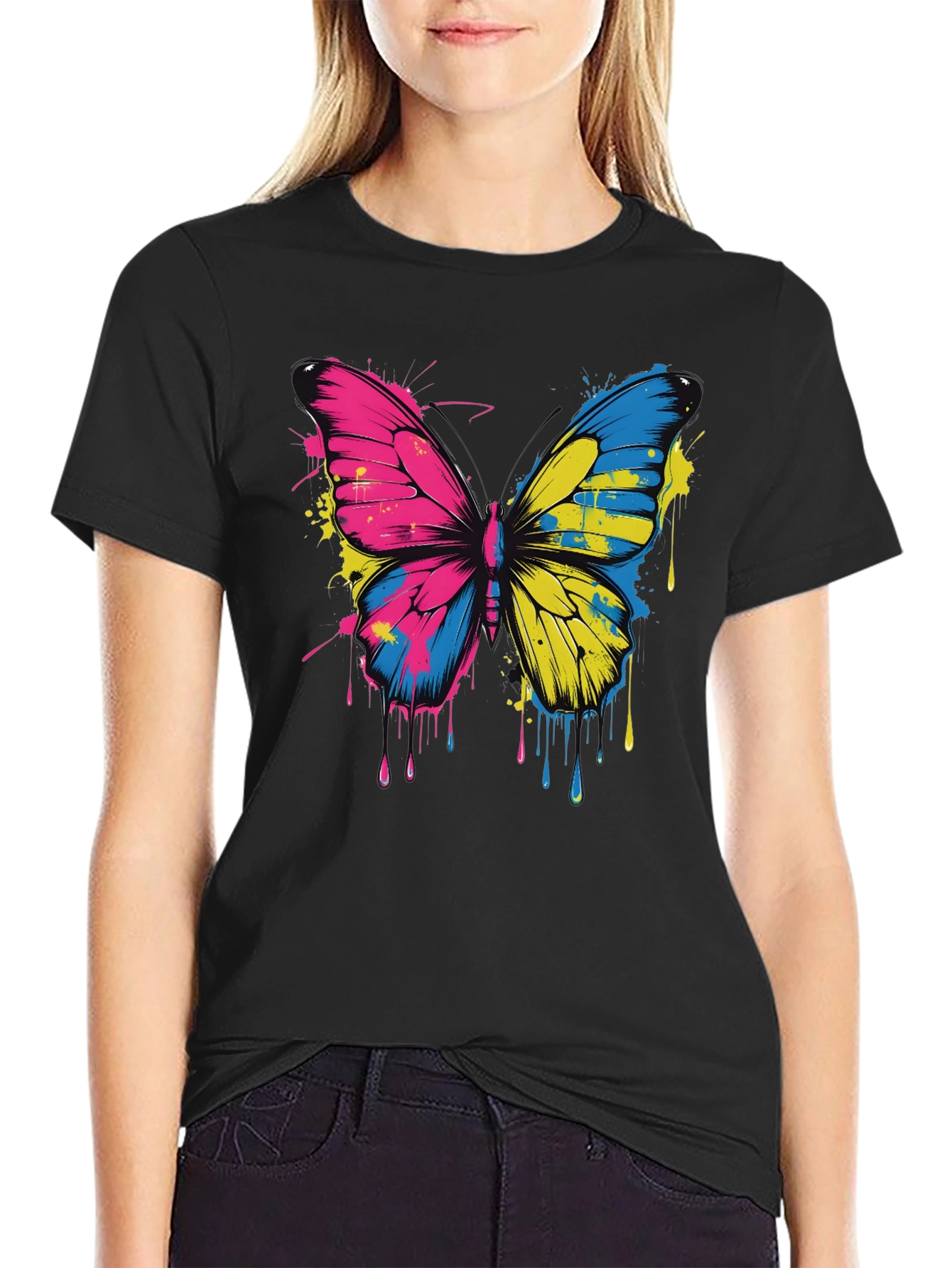 Butterfly Splash Tee - Colorful Graphic T-Shirt